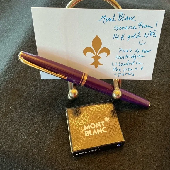 MONT BLANC VINTAGE GENERATION CARTRIDGE FOUNTAIN PEN 14K NIB w/ 4 NEW CARTRIDGES - Picture 2 of 11